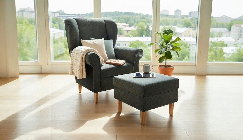 Ohrensessel und Hocker Asino